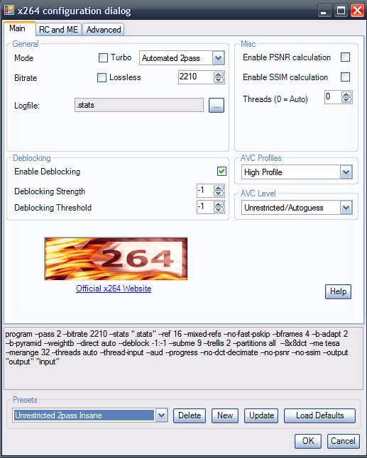 x264 Encoder Setup